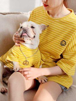 Pet Factory OEM оптовая продажа летняя толстовка с капюшоном для собак корейская версия щенок родитель-ребенок Тедди полосатая хлопковая футболка 06-0291 www.gmtproducts.com