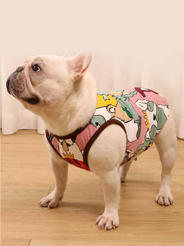 GMTPET французский весенне-летний тонкий жилет для собак, хлопковый жилет с рисунком толстой собаки, бульдога, мопса, 107-222038 www.gmtproducts.com