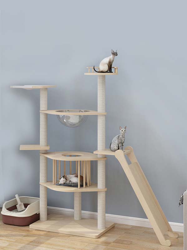 Wholesale pine solid wood multilayer board cat tree cat tower cat climbing frame 105-212 www.gmtproducts.com