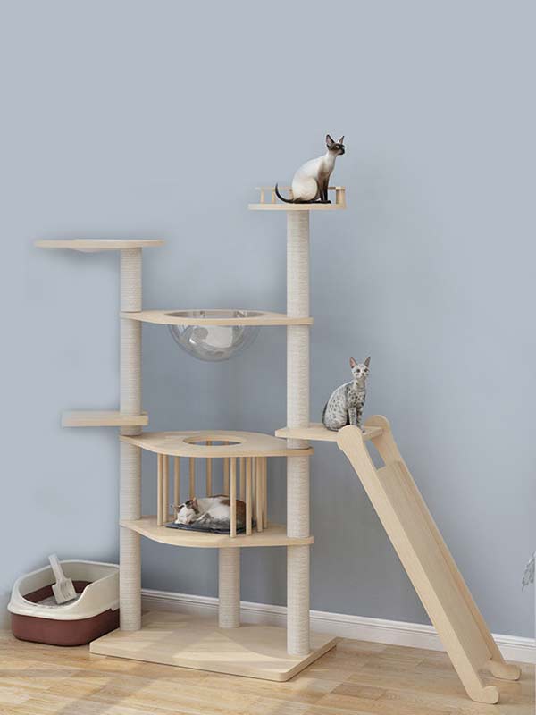 Árvore para gatos no atacado | Torre de gato de madeira OEM | estrutura de escalada para gatos 105-215 www.gmtproducts.com