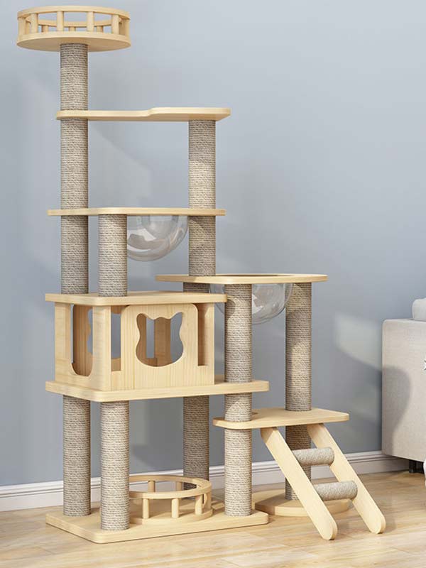 atacado-pinho-madeira maciça-placa multicamadas-cat-tree-cat-tower-cat-escalada-frame-105-217 www.gmtproducts.com