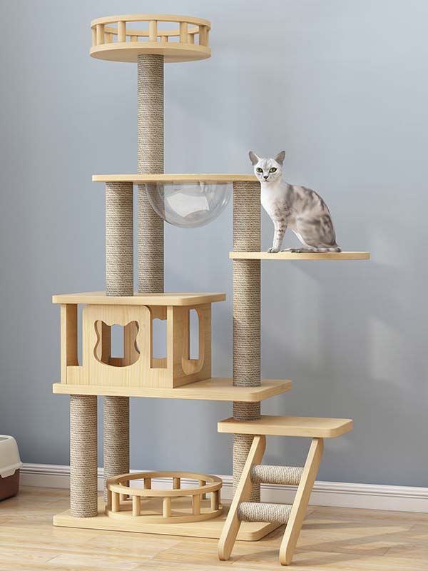 atacado-pinho-madeira maciça-placa multicamadas-cat-tree-cat-tower-cat-escalada-frame-105-218 www.gmtproducts.com
